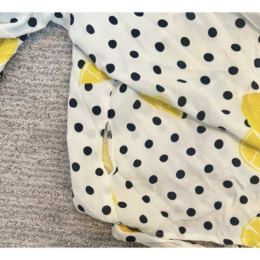 Lovers + Friends Mikayla Lemon Polka Dot Balloon Sleeve Wrap Blouse SZ S - Picture 11 of 11